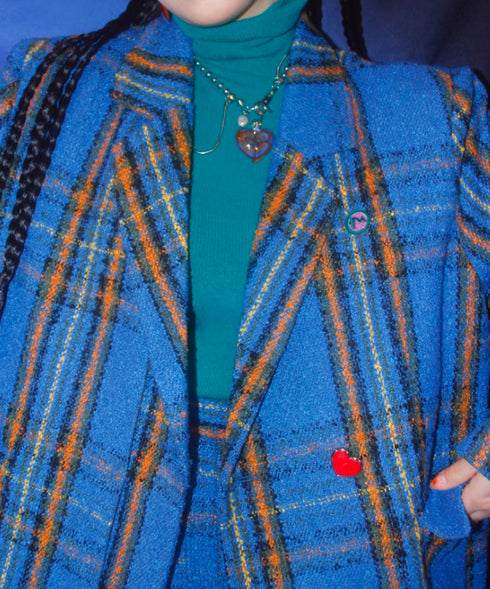 Heart Button Check Jacket&Skirt Series